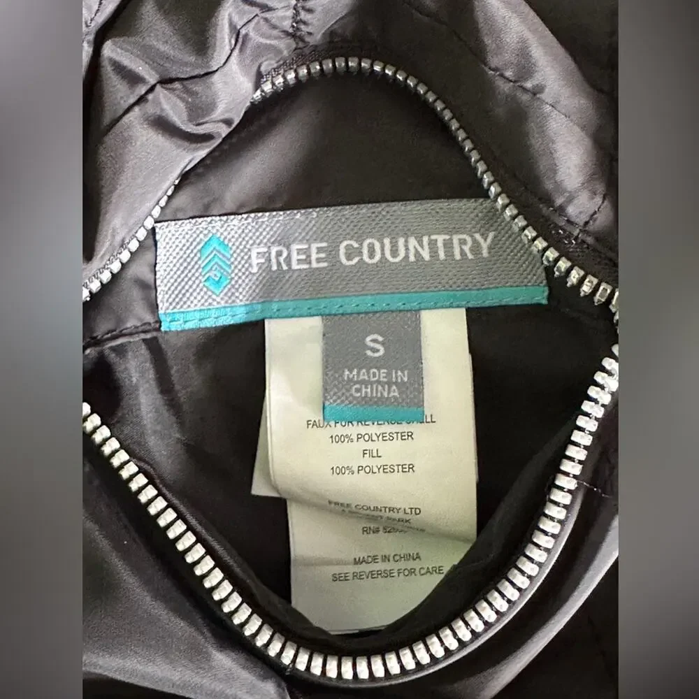 Free Country Jacket Women's Small Black FreeCycle Cloud Lite Reversible Faux Fur